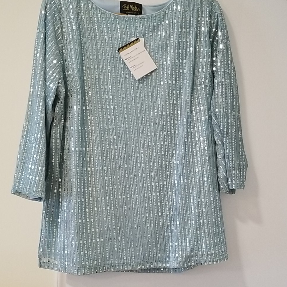 Bob Mackie aqua blue tunic